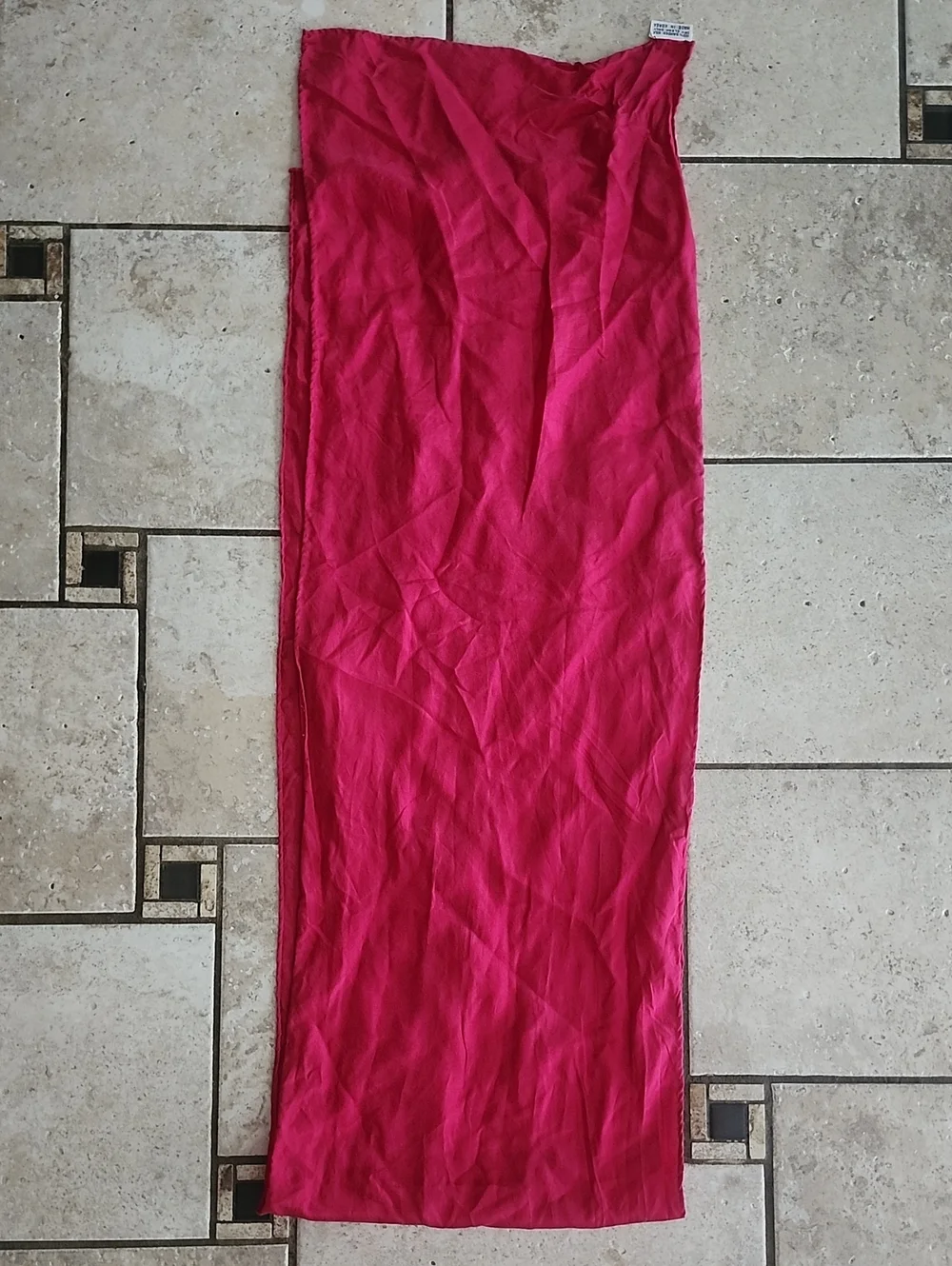 Vtg Made In Korea Sanded Silk Fuschia Pink Scarf